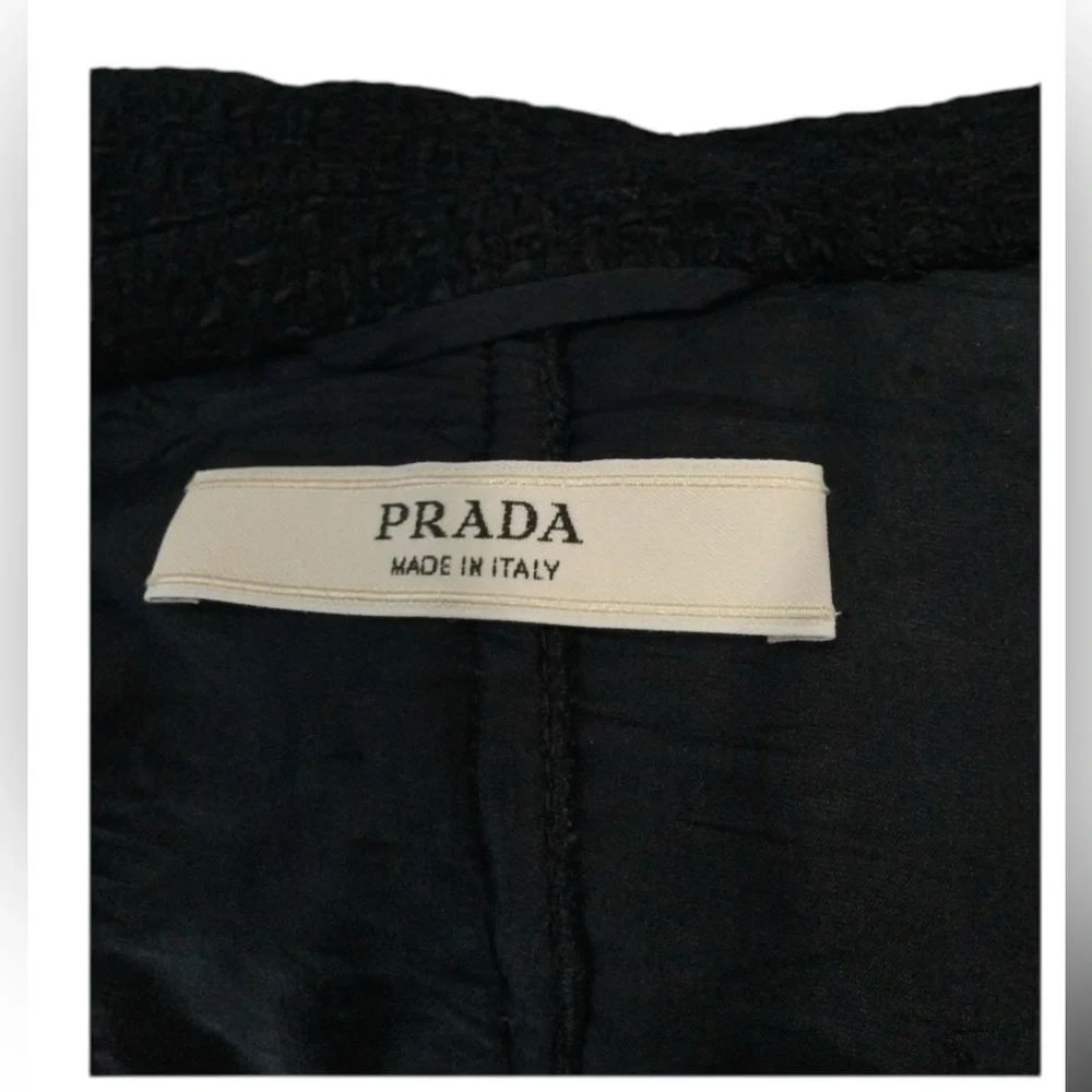Prada - Black Tweed Chain Embellished Jacket Sz 42 - Picture 14 of 16